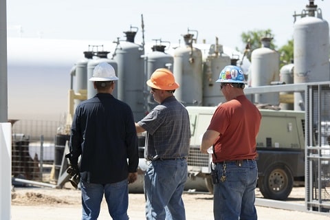 Overseas construction employees on a job site.