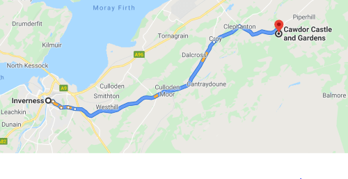 Driving trip from Inverness to Nairn circular in Scotland. 