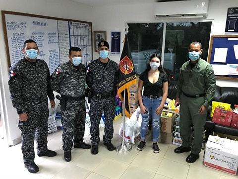 1st place winner Allie Frerichs with supplies for the quarantined Panama police officers. 