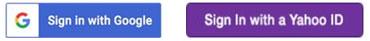 Sign in with Google and sign in with Yahoo icons
