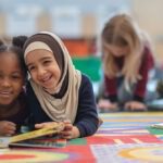 Happy students in an international school.