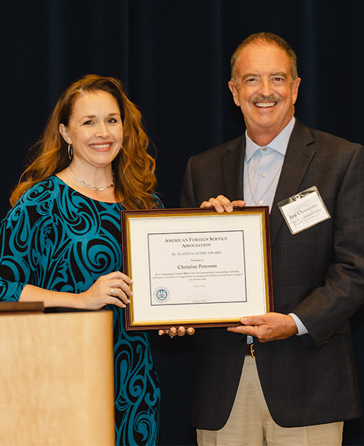 AFSA's M. Juanita Guess Award winner receives recognition from Jon Clements.