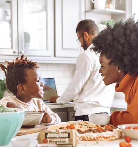 Expat family in their rental home.